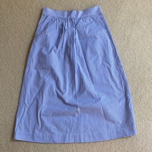 Mango blue gingham midi skirt